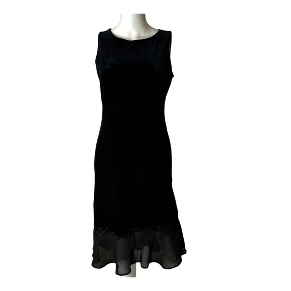 VINTAGE 90'S JESSICA HOWARD WOMEN'S BLACK VELVET COCKTAIL DRESS SZ 6 - Picture 1 of 6